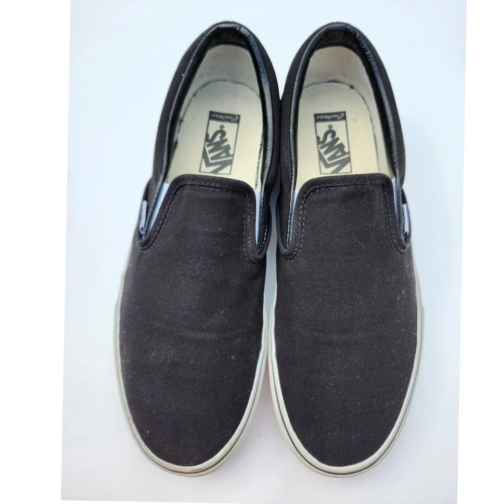 Vans Customs Classic Slip-On Black Canvas Lightning Bolt Mens 10 I.A. Embroidery